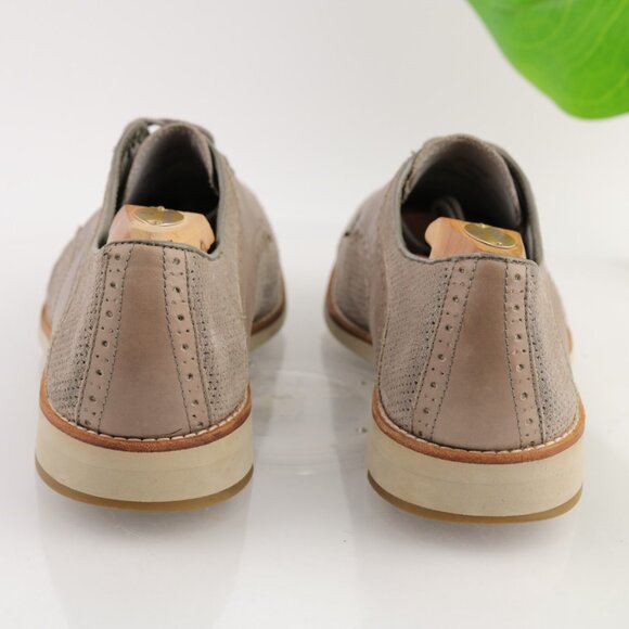 Johnston Murphy Mens Campton Saddle Oxford Size 9.5 M Tan Perf Suede Dress Shoes
